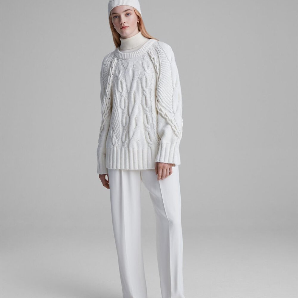 Cub Monaco Cable Crew cotton sweater, white, size M -used